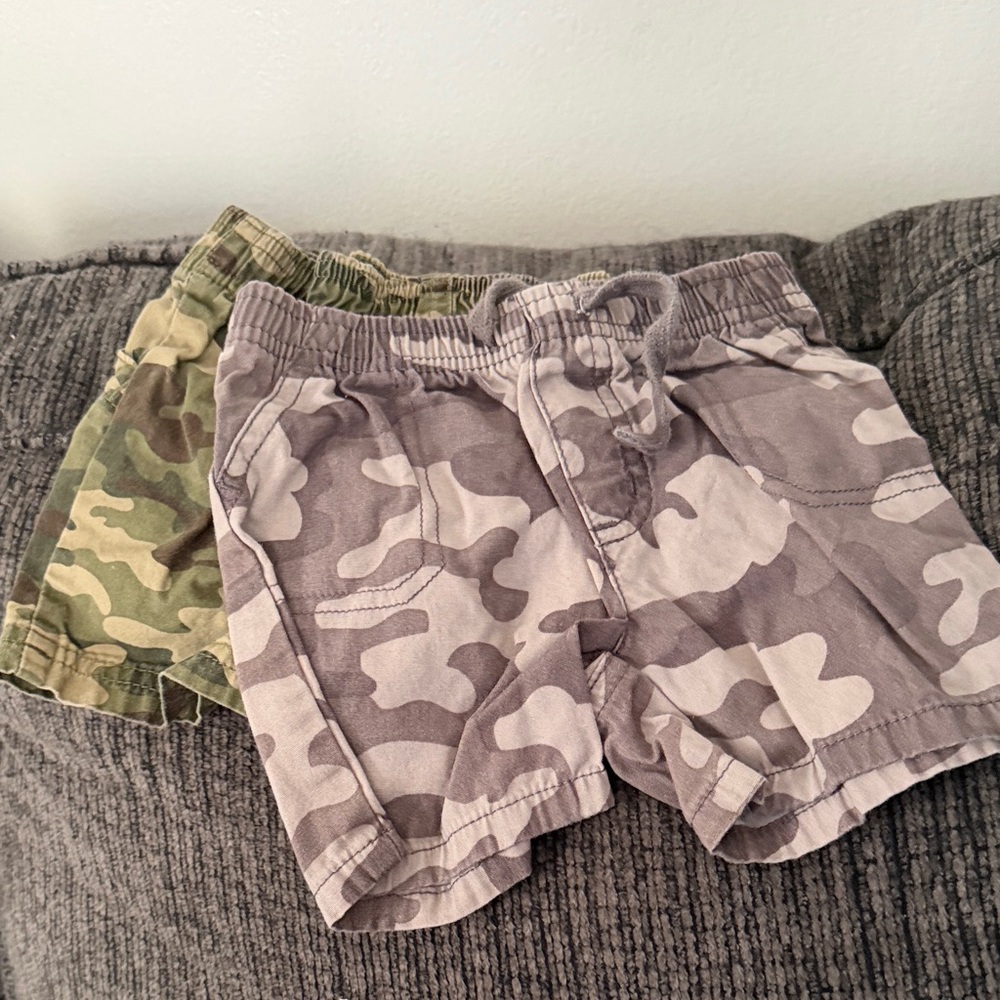 Kids Camo Shorts - Gray and Green